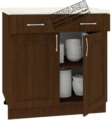 Шкаф-стол кухонный Кортекс-мебель Корнелия Ретро НШ80р1ш (ясень белый/марсель)