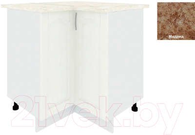 Шкаф-стол кухонный Кортекс-мебель Корнелия Ретро НШУ угловой (ясень белый/мадрид)