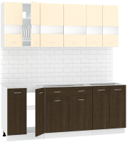 Кухонный гарнитур Кортекс-мебель Корнелия Экстра 2.0 без столешницы (венге светлый/венге) - 