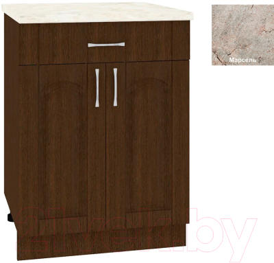 Шкаф-стол кухонный Кортекс-мебель Корнелия Ретро НШ60р1ш (венге/марсель)