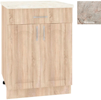Шкаф-стол кухонный Кортекс-мебель Корнелия Ретро НШ60р1ш (дуб сонома/марсель) - 