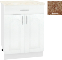 Шкаф-стол кухонный Кортекс-мебель Корнелия Ретро НШ60р1ш (ясень белый/мадрид) - 
