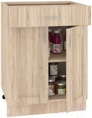 Шкаф-стол кухонный Кортекс-мебель Корнелия Ретро НШ60р1ш без столешницы (дуб сонома)