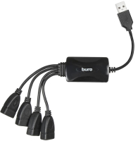 USB-хаб Buro BU-HUB4-0.3-U2.0-Splitter (черный) - 