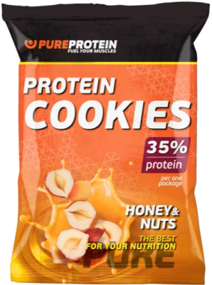 Протеиновое печенье Pureprotein 35% Protein Cookies (80г, мед и орехи)