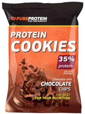 Протеиновое печенье Pureprotein 35% Protein Cookies (80г, шоколадное с кусочками шоколада)