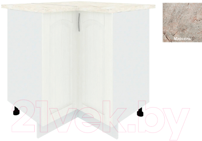 Шкаф-стол кухонный Кортекс-мебель Корнелия Ретро НШУ угловой (ясень белый/марсель)