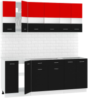 Готовая кухня Кортекс-мебель Корнелия Экстра 2.0 без столешницы (красный/черный) - 