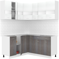 Готовая кухня Кортекс-мебель Корнелия Экстра 1.5x1.7 без столешницы (белый/береза) - 