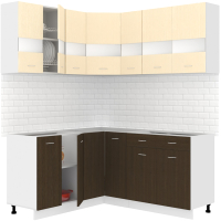 Кухонный гарнитур Кортекс-мебель Корнелия Экстра 1.5x1.7 без столешницы (венге светлый/венге) - 