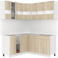 Готовая кухня Кортекс-мебель Корнелия Экстра 1.5x1.7 без столешницы (дуб сонома) - 