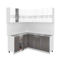 Готовая кухня Кортекс-мебель Корнелия Экстра 1.5x1.8 без столешницы (белый/береза) - 