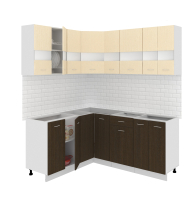 Готовая кухня Кортекс-мебель Корнелия Экстра 1.5x1.8 без столешницы (венге светлый/венге) - 