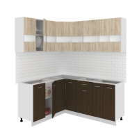 Кухонный гарнитур Кортекс-мебель Корнелия Экстра 1.5x1.8 без столешницы (дуб сонома/венге) - 