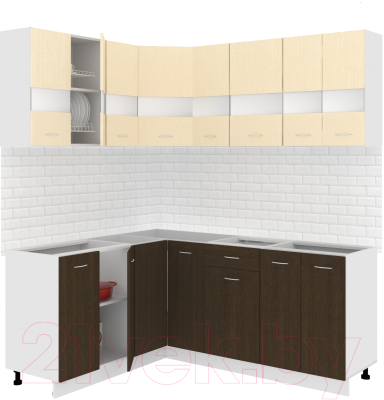 Готовая кухня Кортекс-мебель Корнелия Экстра 1.5x1.9 без столешницы (венге светлый/венге)