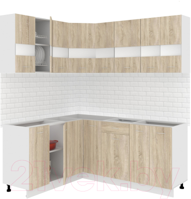 Готовая кухня Кортекс-мебель Корнелия Экстра 1.5x1.9 без столешницы (дуб сонома)