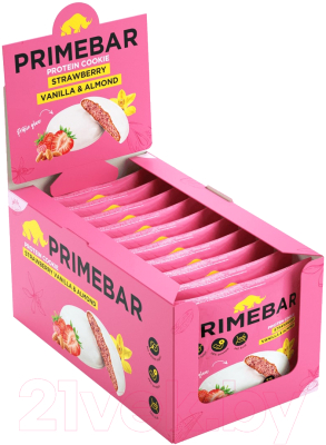 Протеиновое печенье Prime Kraft Primebar (10x35г, клубника, ваниль и миндаль в йогуртовой глазури)