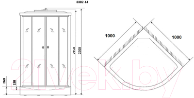 Душевая кабина Niagara NG-3302-14 100x100x215 (матовое стекло)