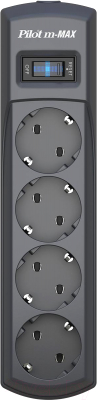 Сетевой фильтр Pilot M-Max (10м, 4 розетки, серый)
