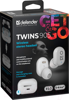 Беспроводные наушники Defender Twins 905 / 63906 (белый)