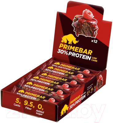 Набор протеиновых батончиков Prime Kraft Primebar Двойной шоколад с малиной в шоколадной глазури (12x40г)