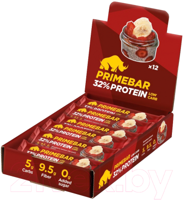 Набор протеиновых батончиков Prime Kraft Primebar Superfood Клубнично-банановый десерт с семенами чиа (12x40г)