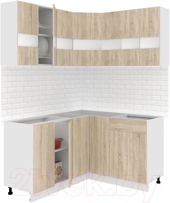Готовая кухня Кортекс-мебель Корнелия Экстра 1.5x1.4 без столешницы (дуб сонома)