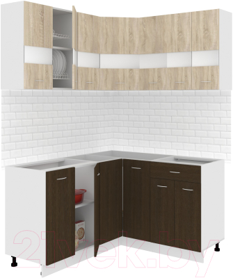 Готовая кухня Кортекс-мебель Корнелия Экстра 1.5x1.4 без столешницы (дуб сонома/венге)
