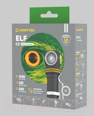 Фонарь Armytek Elf C2 Micro USB+ 18650 / F05102C