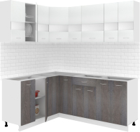 Готовая кухня Кортекс-мебель Корнелия Экстра 1.5x2.0 без столешницы (белый/береза) - 