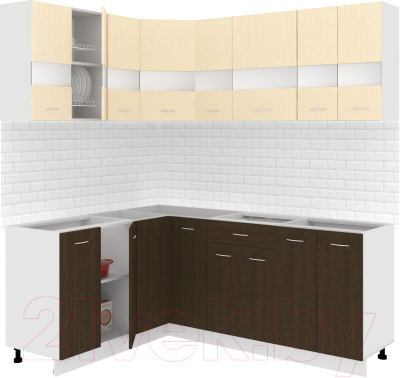 Готовая кухня Кортекс-мебель Корнелия Экстра 1.5x2.0 без столешницы (венге светлый/венге)
