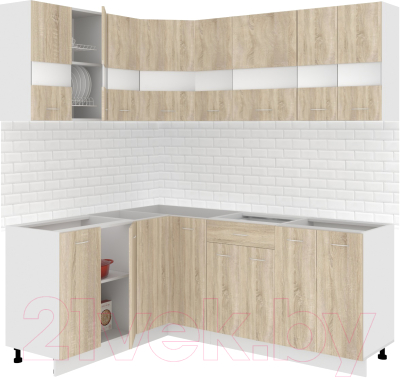 Готовая кухня Кортекс-мебель Корнелия Экстра 1.5x2.0 без столешницы (дуб сонома)