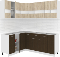 Готовая кухня Кортекс-мебель Корнелия Экстра 1.5x2.0 без столешницы (дуб сонома/венге) - 