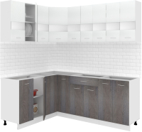Готовая кухня Кортекс-мебель Корнелия Экстра 1.5x2.1 без столешницы (белый/береза) - 