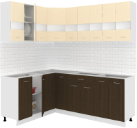 Кухонный гарнитур Кортекс-мебель Корнелия Экстра 1.5x2.1 без столешницы (венге светлый/венге) - 