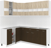 Готовая кухня Кортекс-мебель Корнелия Экстра 1.5x2.1 без столешницы (дуб сонома/венге) - 