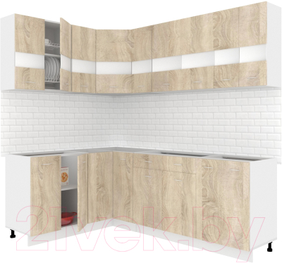 Готовая кухня Кортекс-мебель Корнелия Экстра 1.5x2.2 без столешницы (дуб сонома)
