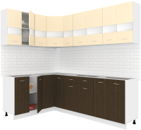 Кухонный гарнитур Кортекс-мебель Корнелия Экстра 1.5x2.3 без столешницы (венге светлый/венге) - 