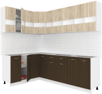 Готовая кухня Кортекс-мебель Корнелия Экстра 1.5x2.3 без столешницы (дуб сонома/венге) - 