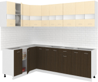 Кухонный гарнитур Кортекс-мебель Корнелия Экстра 1.5x2.4 без столешницы (венге светлый/венге) - 