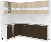 Готовая кухня Кортекс-мебель Корнелия Экстра 1.5x2.4 без столешницы (дуб сонома/венге) - 