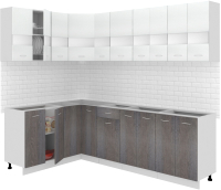 Кухонный гарнитур Кортекс-мебель Корнелия Экстра 1.5x2.5 без столешницы (белый/береза) - 