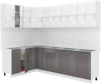 Готовая кухня Кортекс-мебель Корнелия Экстра 1.5x2.6 без столешницы (белый/береза) - 