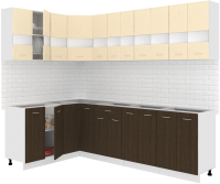Кухонный гарнитур Кортекс-мебель Корнелия Экстра 1.5x2.6 без столешницы (венге светлый/венге) - 
