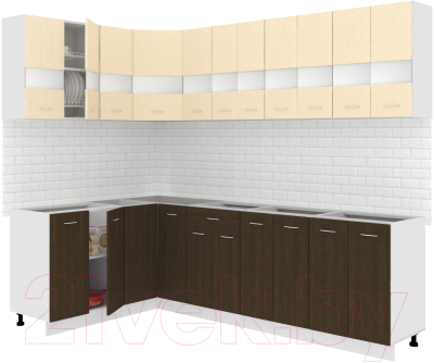 Кухонный гарнитур Кортекс-мебель Корнелия Экстра 1.5x2.6 без столешницы (венге светлый/венге)