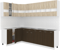 Готовая кухня Кортекс-мебель Корнелия Экстра 1.5x2.6 без столешницы (дуб сонома/венге) - 