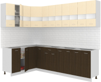 Готовая кухня Кортекс-мебель Корнелия Экстра 1.5x2.7 без столешницы (венге светлый/венге) - 