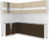 Готовая кухня Кортекс-мебель Корнелия Экстра 1.5x2.7 без столешницы (дуб сонома/венге) - 