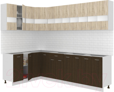 Готовая кухня Кортекс-мебель Корнелия Экстра 1.5x2.7 без столешницы (дуб сонома/венге)