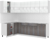 Кухонный гарнитур Кортекс-мебель Корнелия Экстра 1.5x2.8 без столешницы (белый/береза) - 